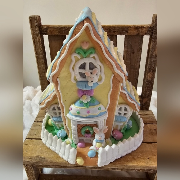 10.5" Illuminated Spring Cottage with Bunny by Valerie - Picture 2 of 7